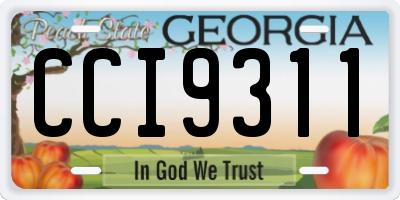 GA license plate CCI9311
