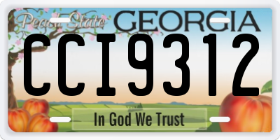 GA license plate CCI9312