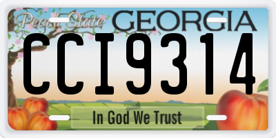 GA license plate CCI9314