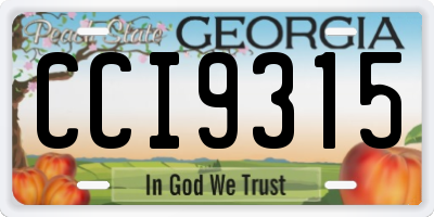 GA license plate CCI9315