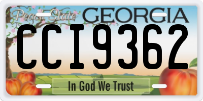 GA license plate CCI9362