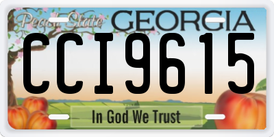 GA license plate CCI9615