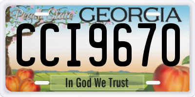 GA license plate CCI9670
