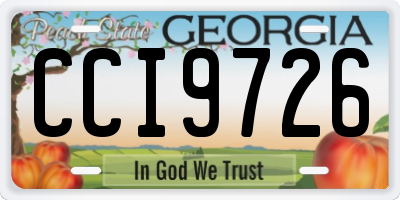 GA license plate CCI9726