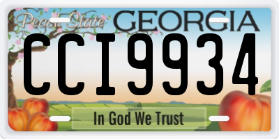 GA license plate CCI9934