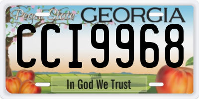 GA license plate CCI9968