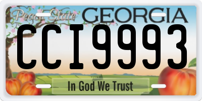 GA license plate CCI9993