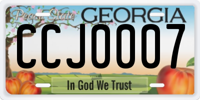 GA license plate CCJ0007