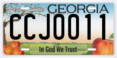 GA license plate CCJ0011