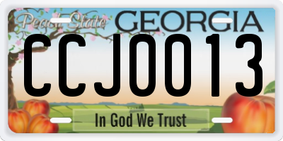GA license plate CCJ0013