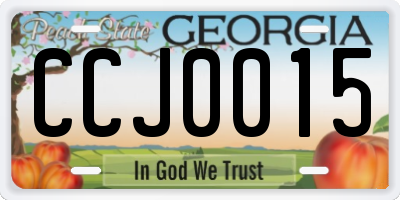 GA license plate CCJ0015