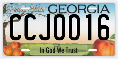 GA license plate CCJ0016