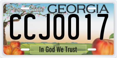 GA license plate CCJ0017