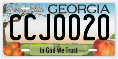 GA license plate CCJ0020