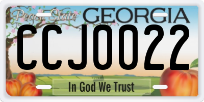 GA license plate CCJ0022
