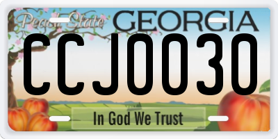 GA license plate CCJ0030