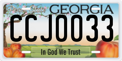 GA license plate CCJ0033