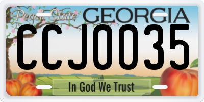 GA license plate CCJ0035