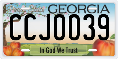 GA license plate CCJ0039