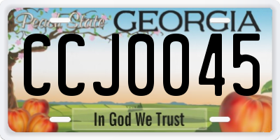 GA license plate CCJ0045