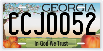 GA license plate CCJ0052