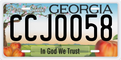 GA license plate CCJ0058