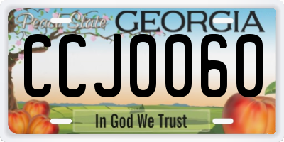 GA license plate CCJ0060
