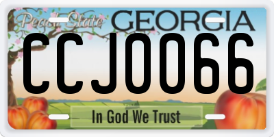 GA license plate CCJ0066