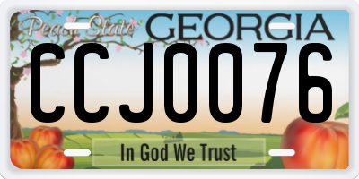 GA license plate CCJ0076