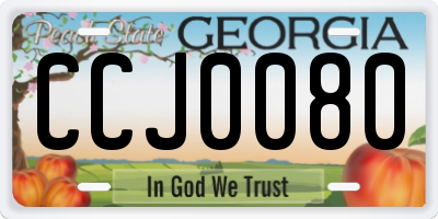 GA license plate CCJ0080