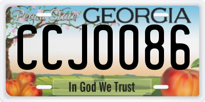 GA license plate CCJ0086