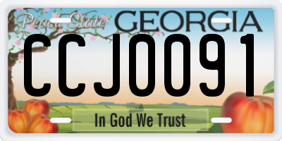 GA license plate CCJ0091