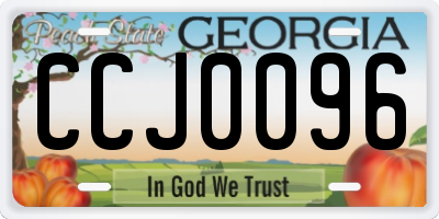 GA license plate CCJ0096