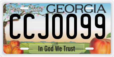 GA license plate CCJ0099