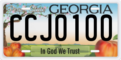 GA license plate CCJ0100