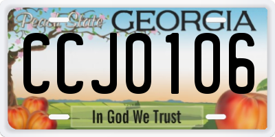 GA license plate CCJ0106
