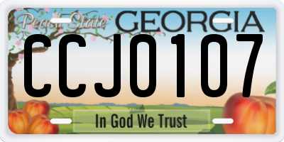 GA license plate CCJ0107