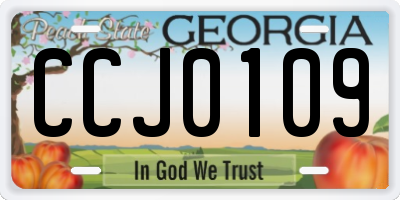 GA license plate CCJ0109