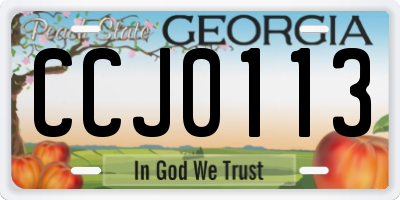 GA license plate CCJ0113