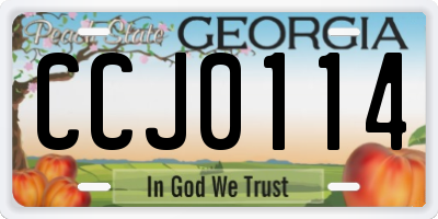 GA license plate CCJ0114