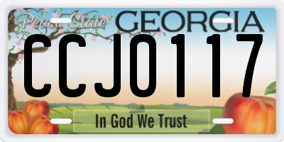 GA license plate CCJ0117