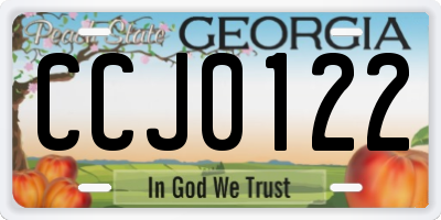 GA license plate CCJ0122