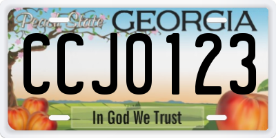 GA license plate CCJ0123