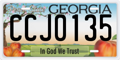 GA license plate CCJ0135