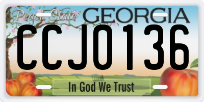 GA license plate CCJ0136