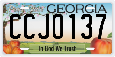 GA license plate CCJ0137