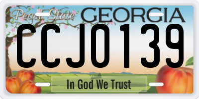 GA license plate CCJ0139