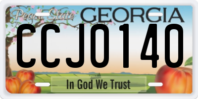 GA license plate CCJ0140