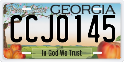 GA license plate CCJ0145