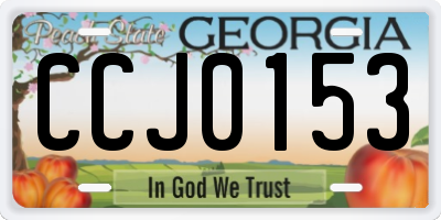 GA license plate CCJ0153